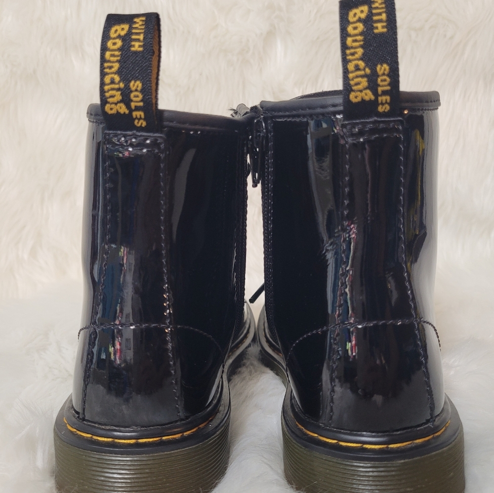 Doc Martens Glossy Black Lace Up Boots - Picture 5 of 11